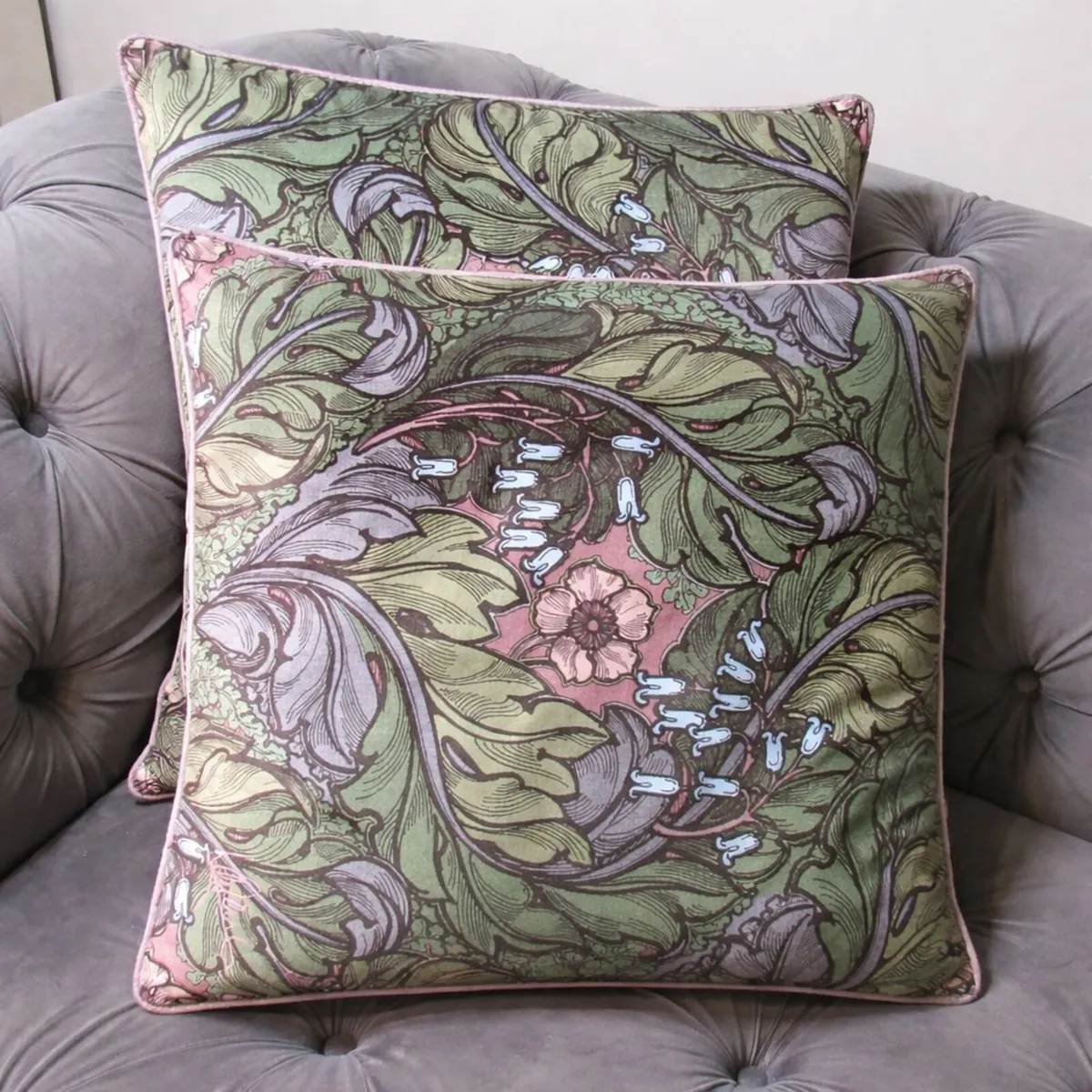 Pair of Large 55x55cm Velvet Cushions - Image 1