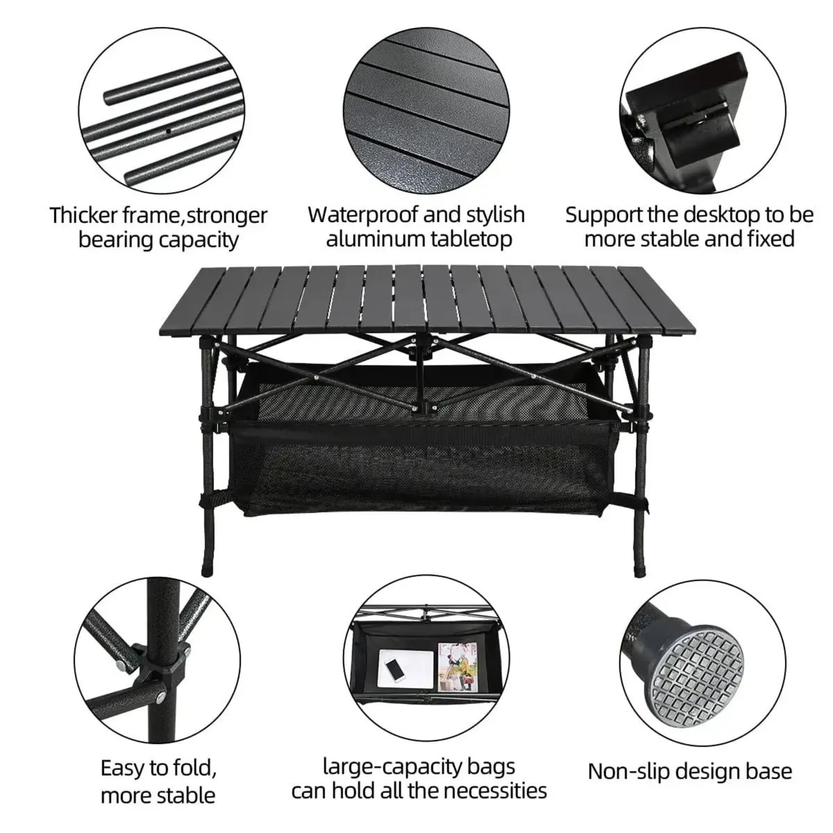 Foldable Camping Table, Alloy Steel Roll-up - Image 4