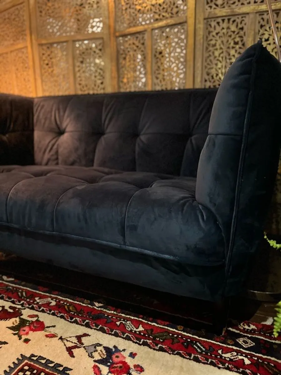 Soft Navy Velvet 2 Seater Sofa Perfect for small spaces Harvey Norman' MISHA'135cm length 75 depth 80height in Cm - Image 2