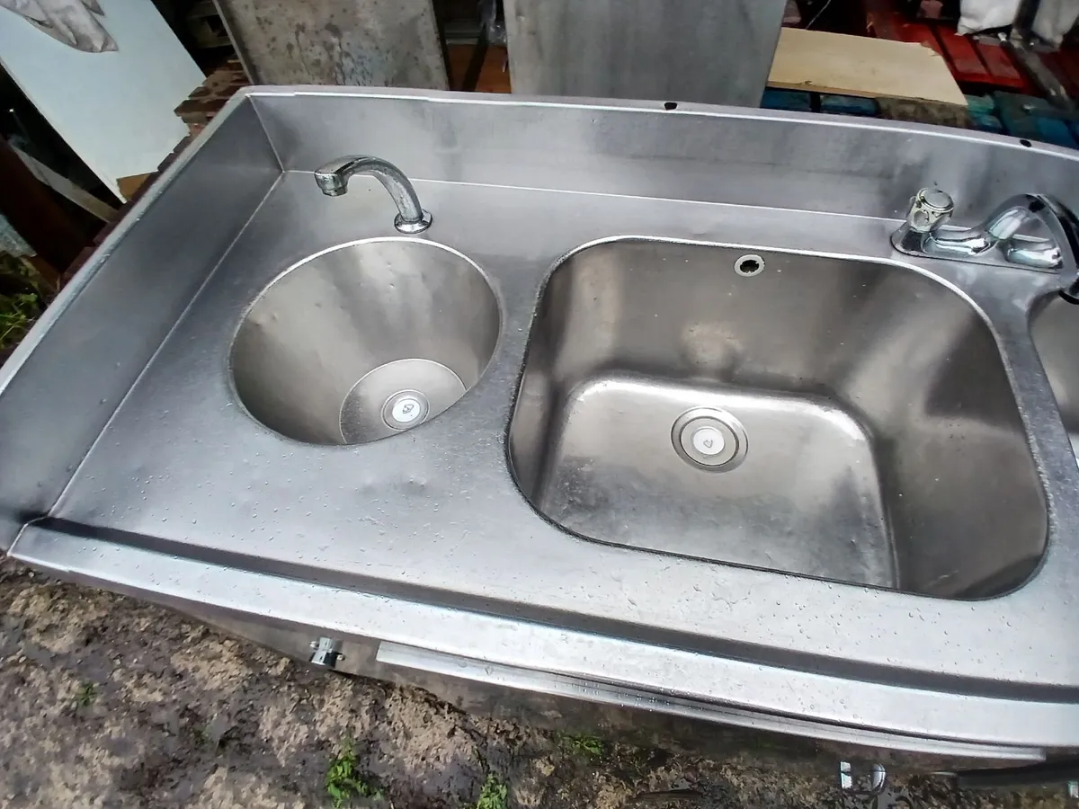 Staneless steel cabbinet double sink unit complete - Image 2