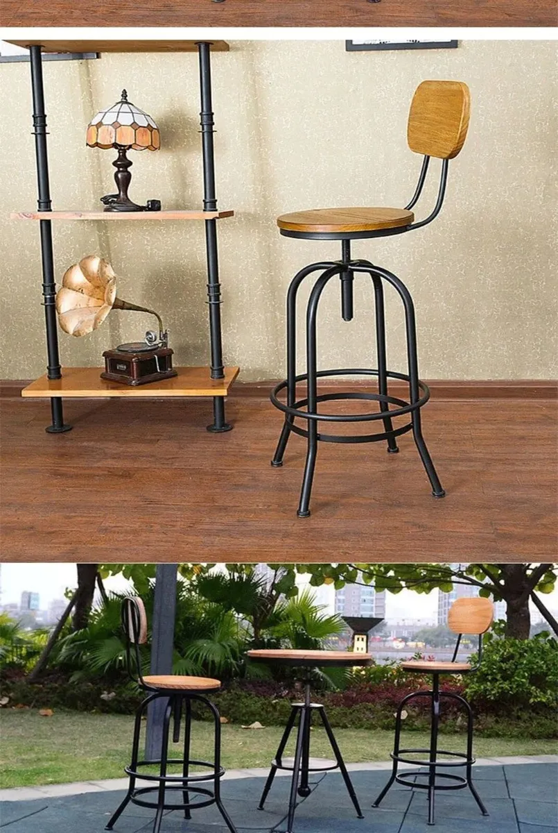 Adjustable Swivel Kitchen Bar Stool Pinewood - Image 3