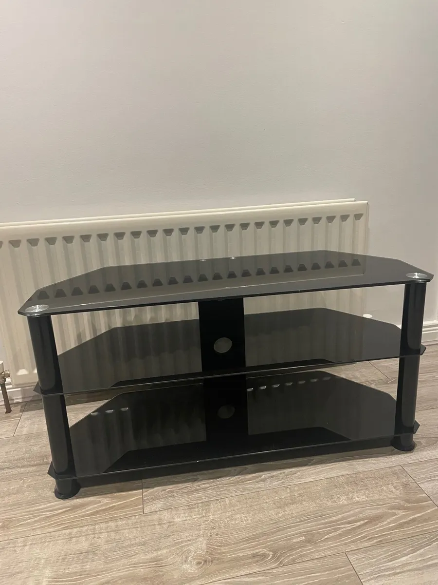 Black glass tv stand
