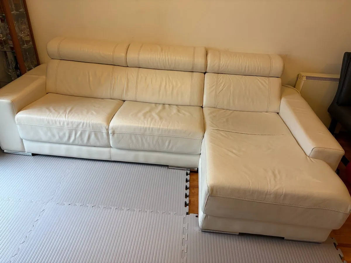 Cream Sofa leather - Image 2