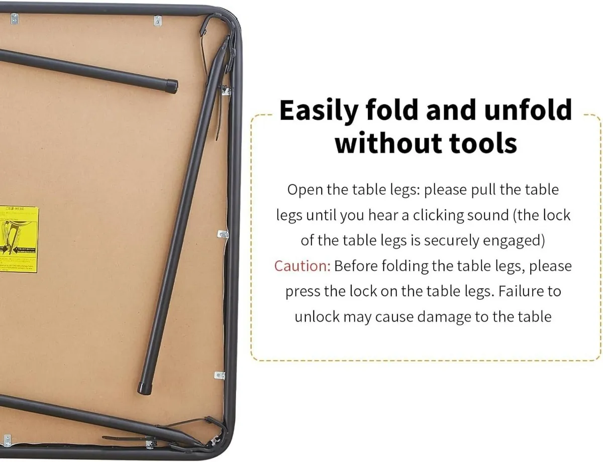Foldable Table Folding for Indoor and Outdoor Use - Image 4
