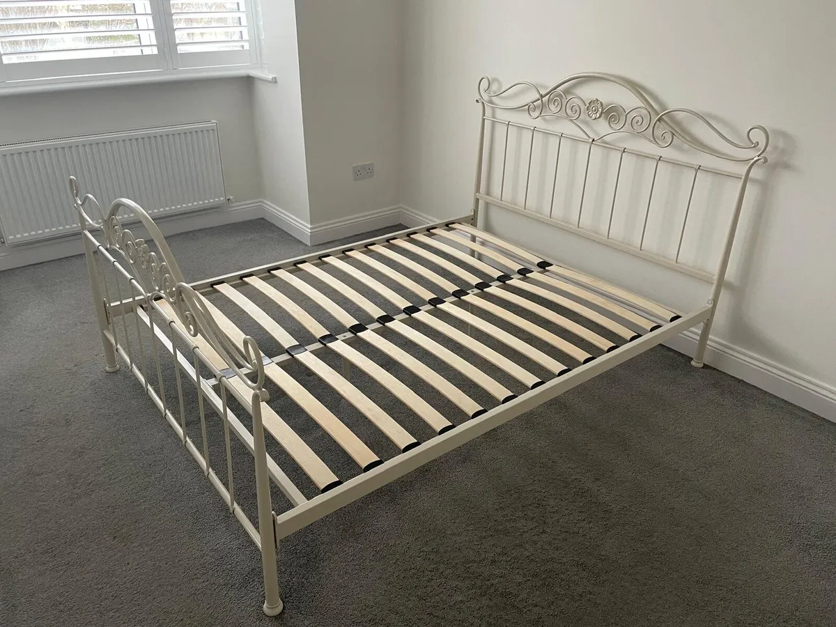 Laura Ashley Cream Metal Bedframe - Image 1