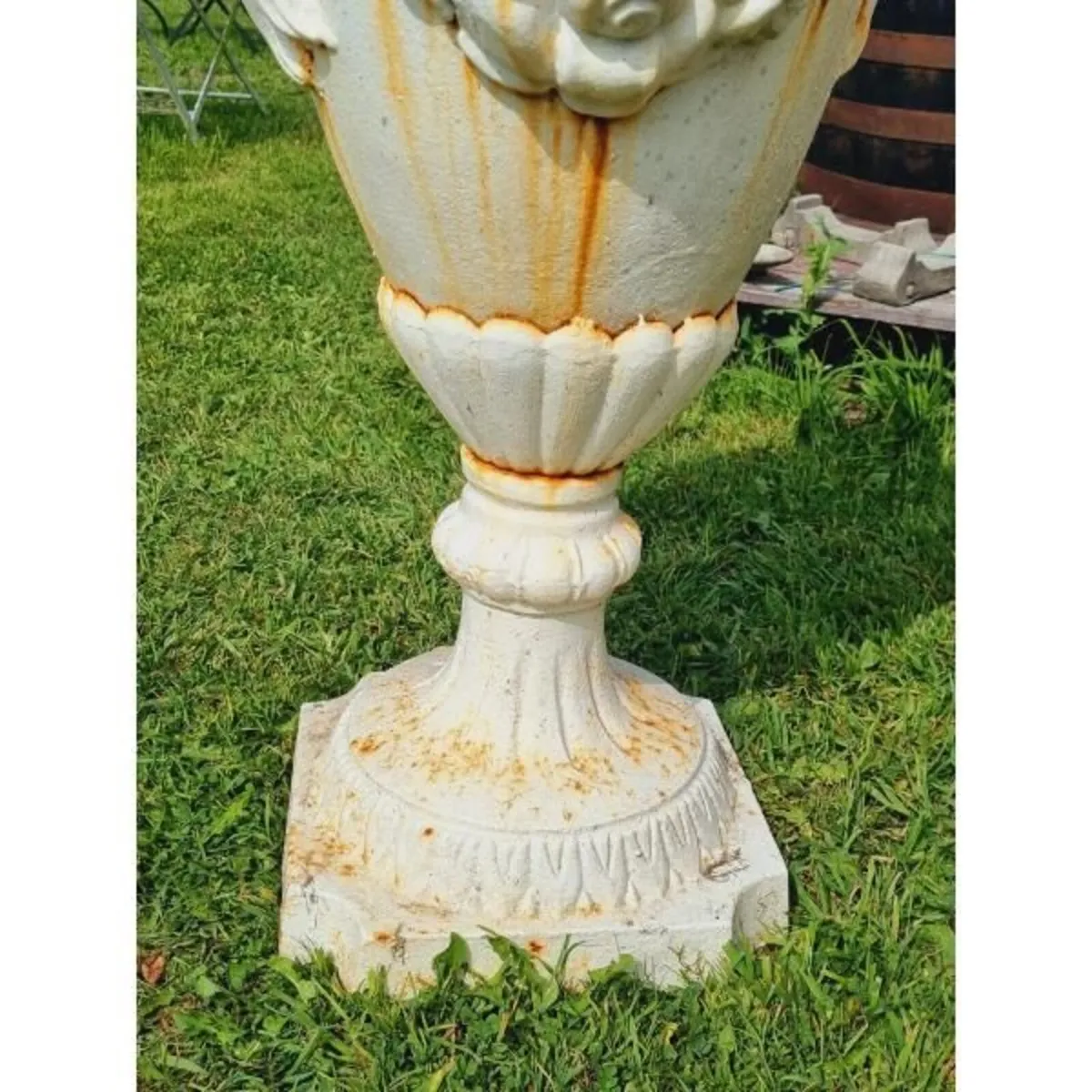 Pair of Tall Cast Iron Urn with Lid H356 - Image 3