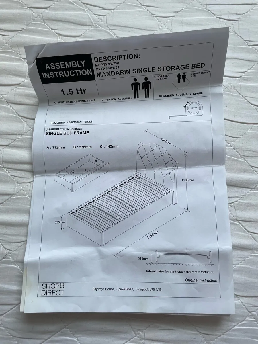 Crushed Velvet Single Bed - Image 3