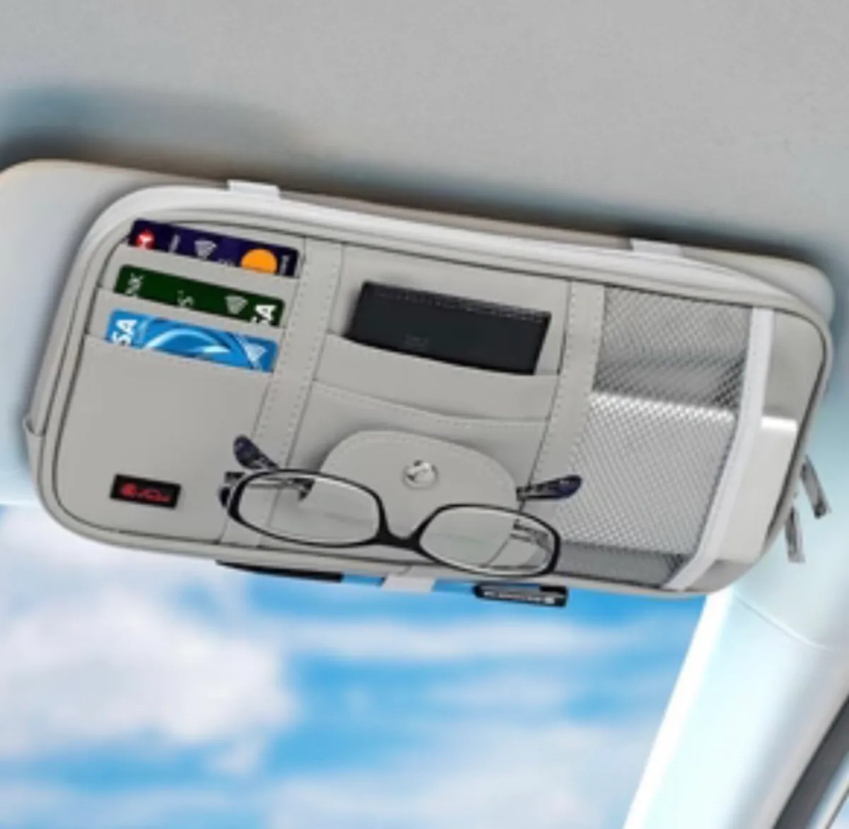 Multi-Pocket Pouch PU Leather Organiser Sun Visor - Image 1