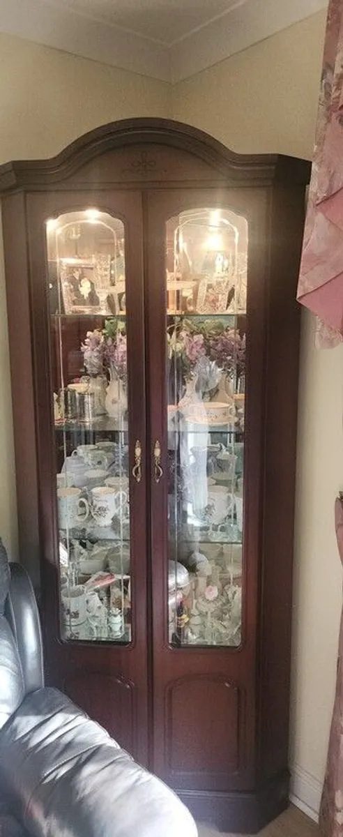 Mahogony-look Corner Cabinets (2) and Bookcase - Image 2