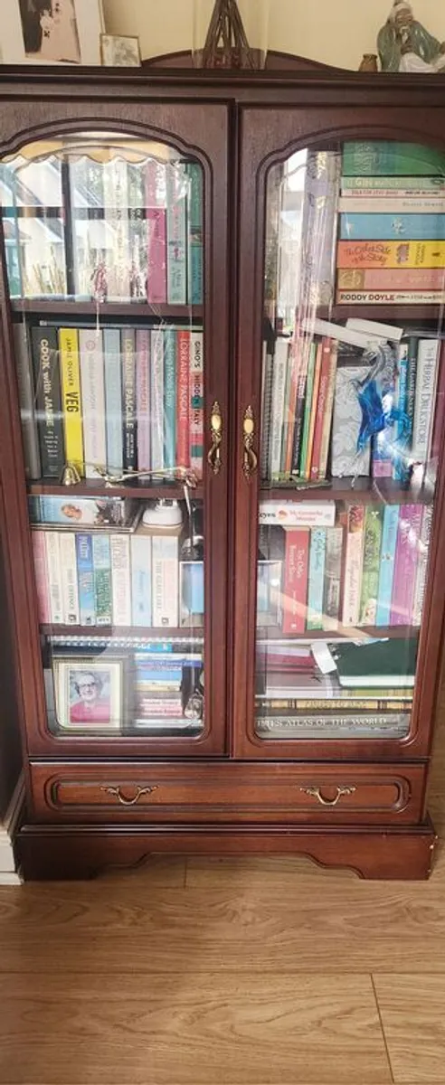 Mahogony-look Corner Cabinets (2) and Bookcase - Image 4