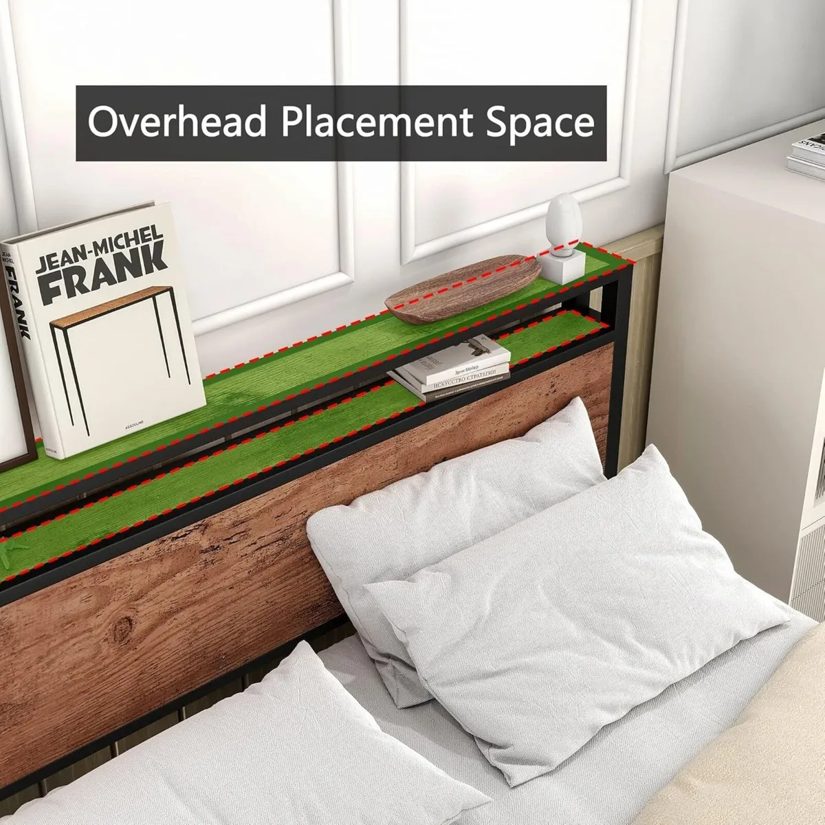 Double Bed Frame with Storage Wooden Headboard - Image 4