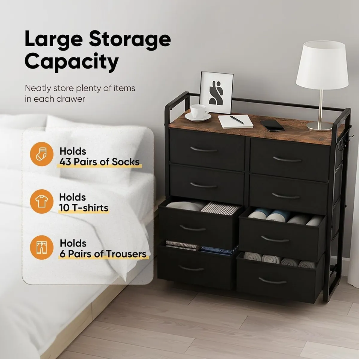 Chest of Drawer with 8 Drawers Large Capacity - Image 3