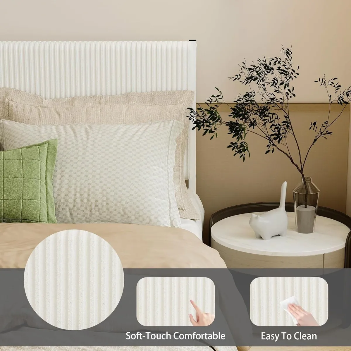 King Floating Bed Frame with LED Lights and - Image 4