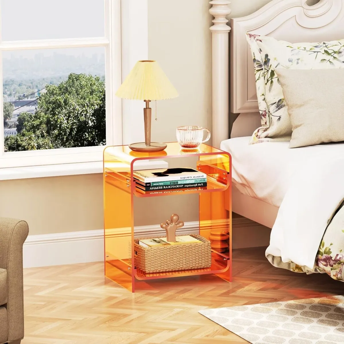 Acrylic Side Table Bedside Nightstand for Bedroom - Image 4