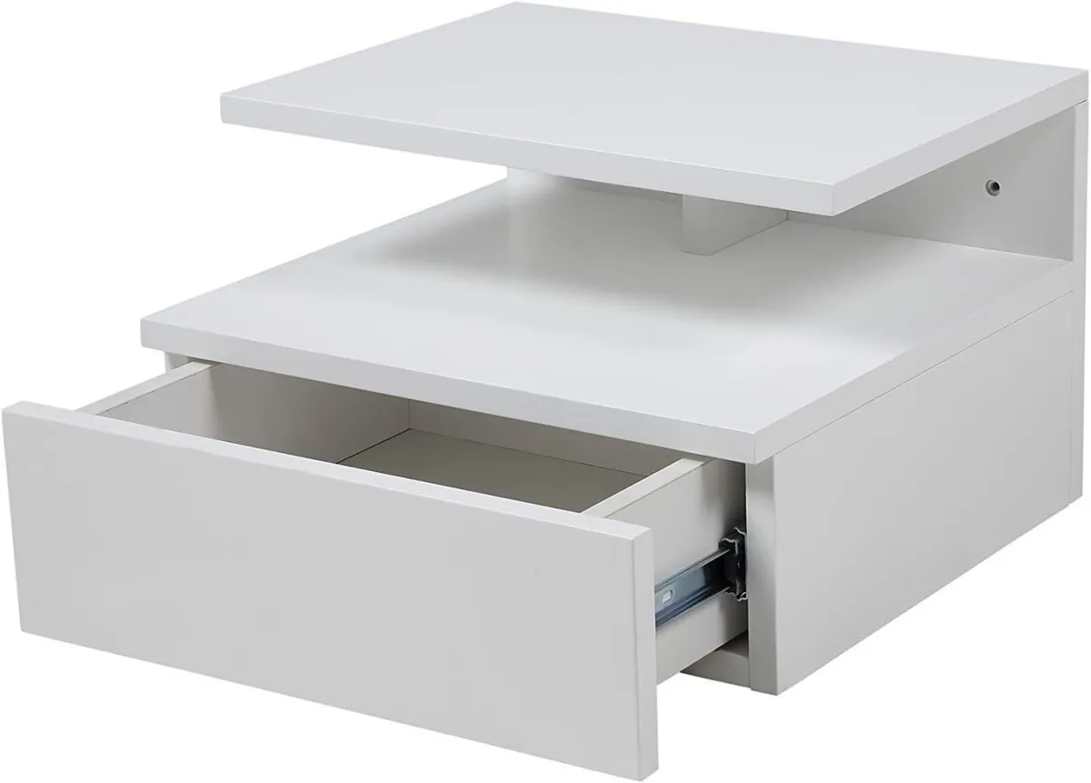 Fia Floating Nightstand in White 1 piece Wall - Image 3