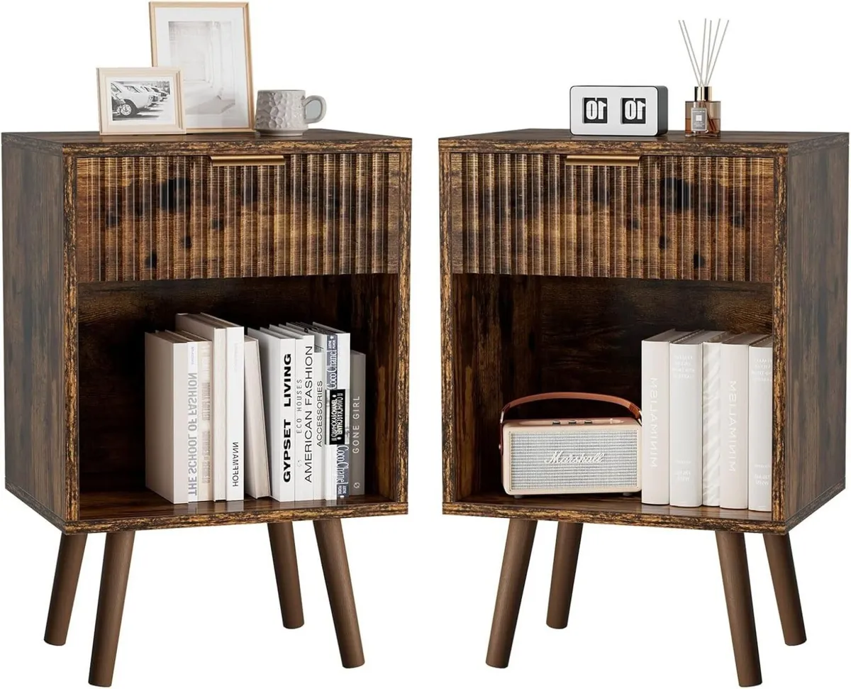 Mid Century Modern Nightstand Set of 2 Side Table - Image 1