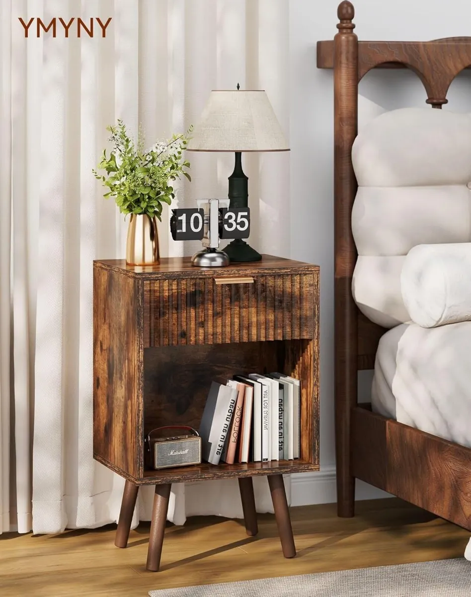 Mid Century Modern Nightstand Set of 2 Side Table - Image 2