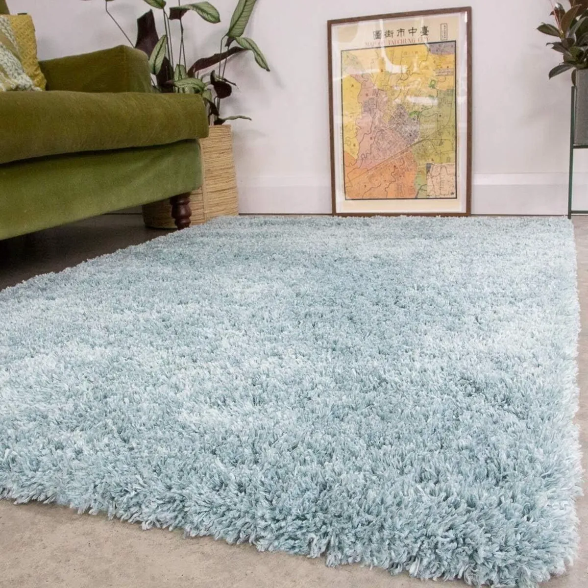 Duck Egg Thick Shaggy Rug Duckegg Blue Plush - Image 2