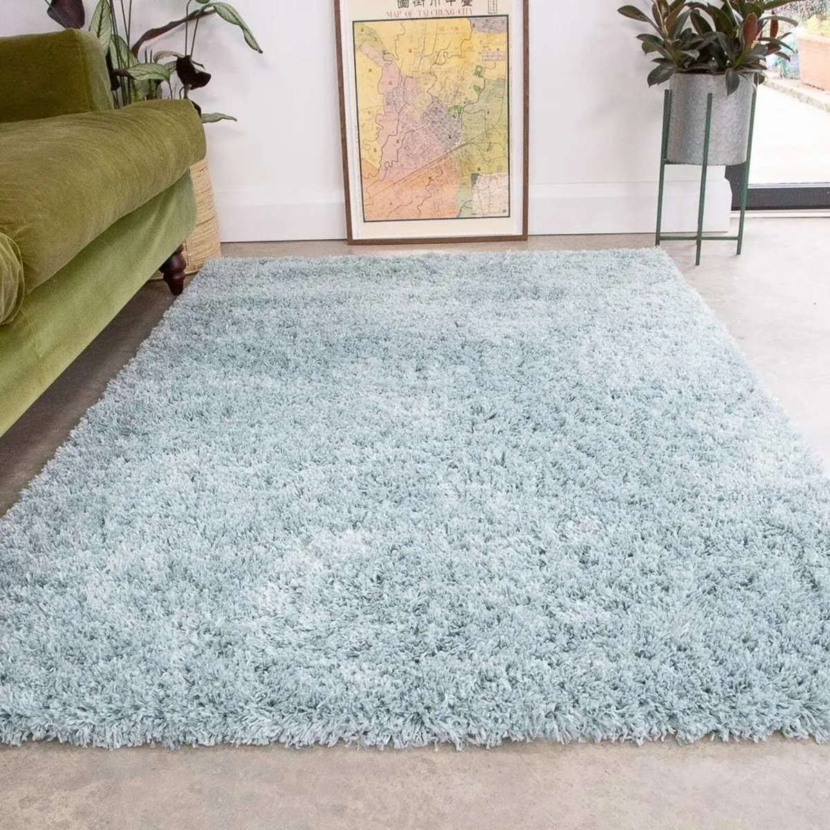 Duck Egg Thick Shaggy Rug Duckegg Blue Plush - Image 1