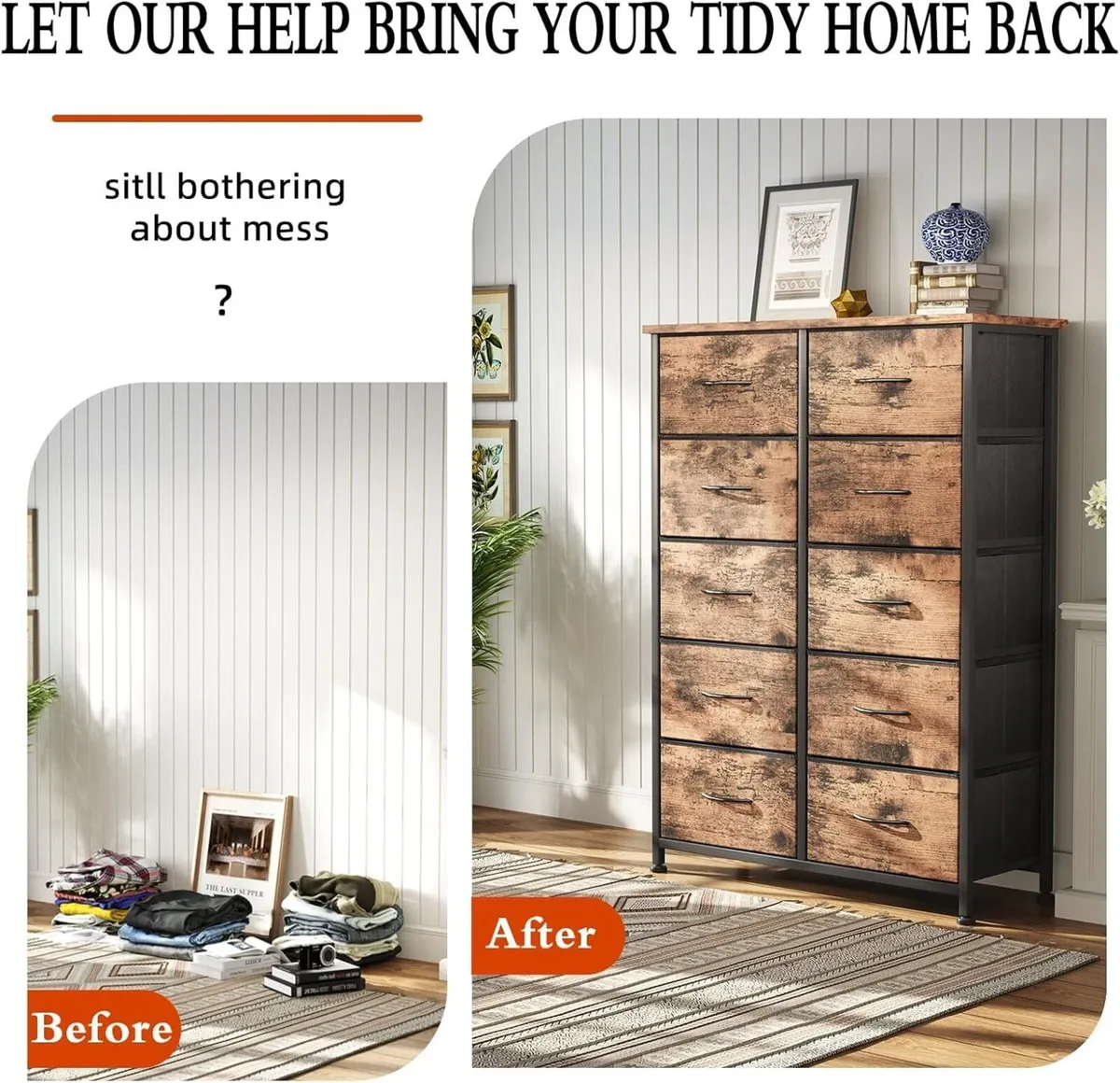 Chest of Drawers for Bedroom 10 Drawer Tall - Image 4