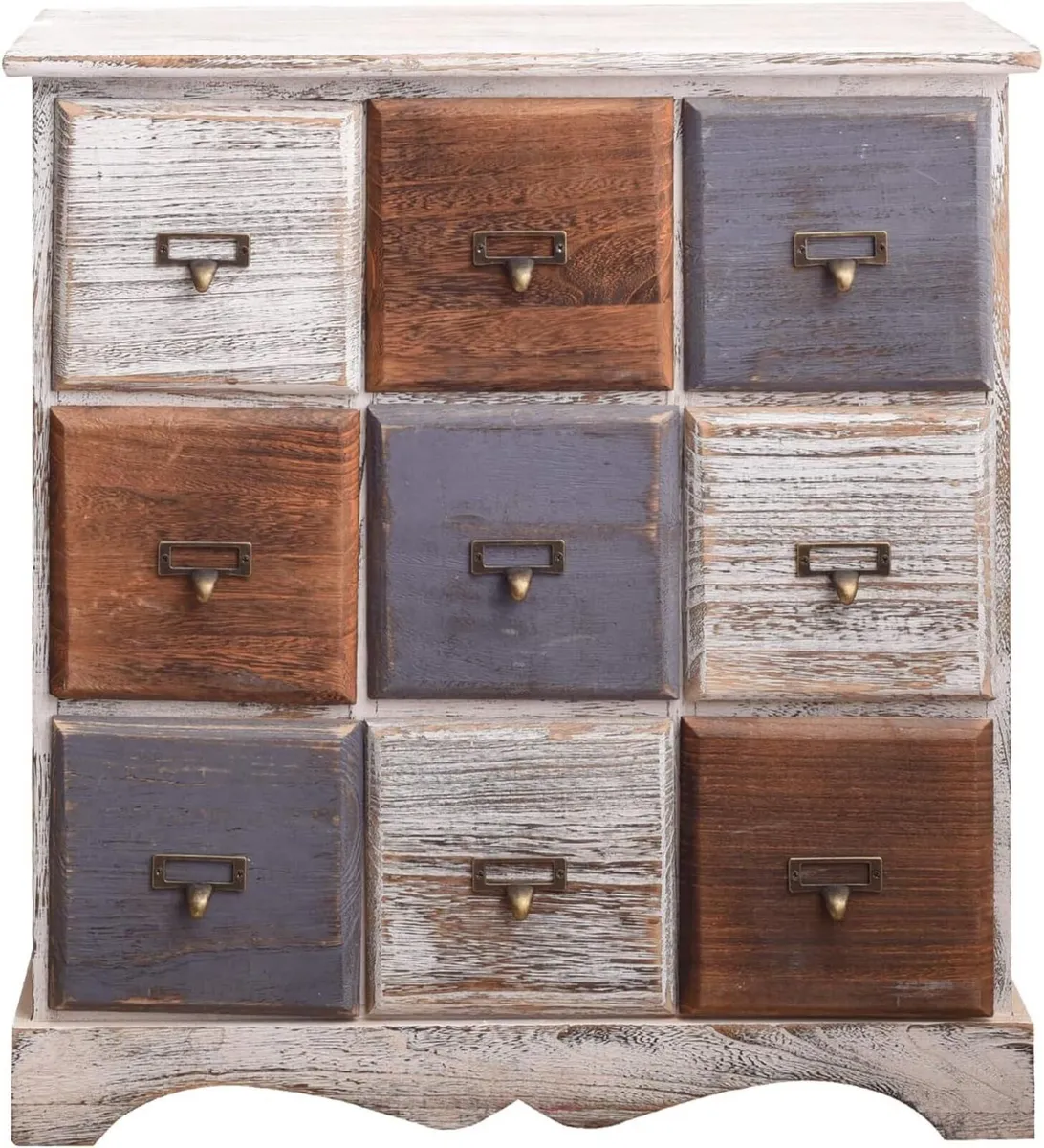 Cupboard Sideboard Chest of drawers 9 White Gold - Image 1