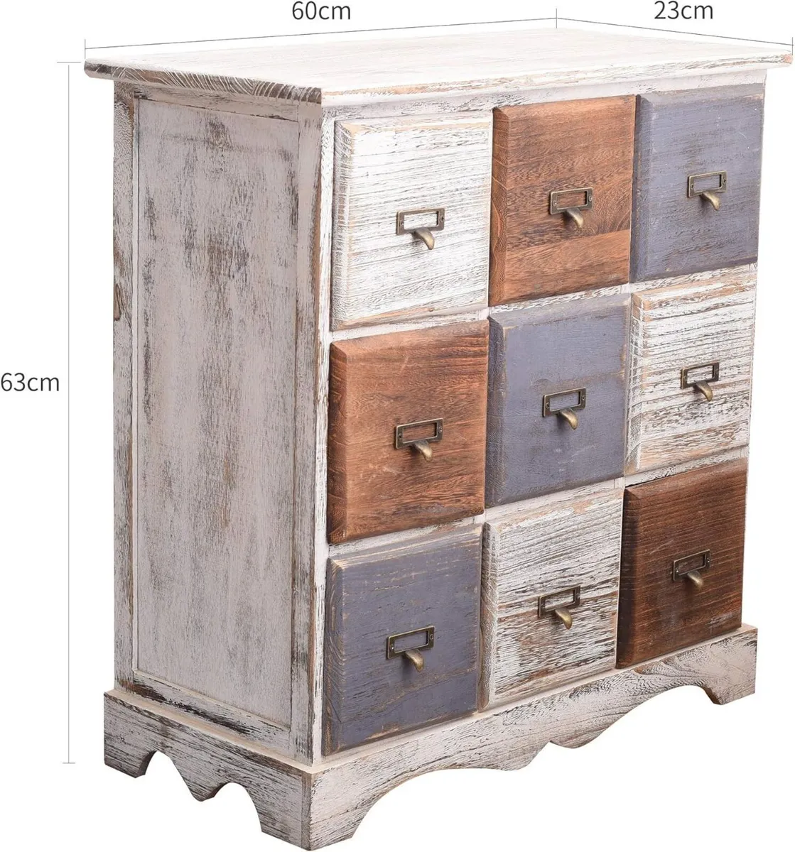 Cupboard Sideboard Chest of drawers 9 White Gold - Image 3