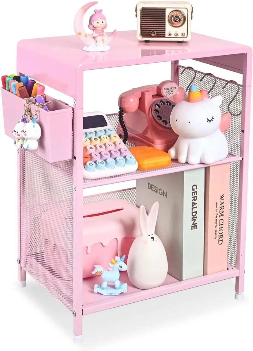 Nightstand End Table with Hooks and Holder Kids - Image 1