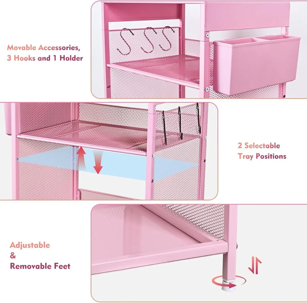 Nightstand End Table with Hooks and Holder Kids - Image 4