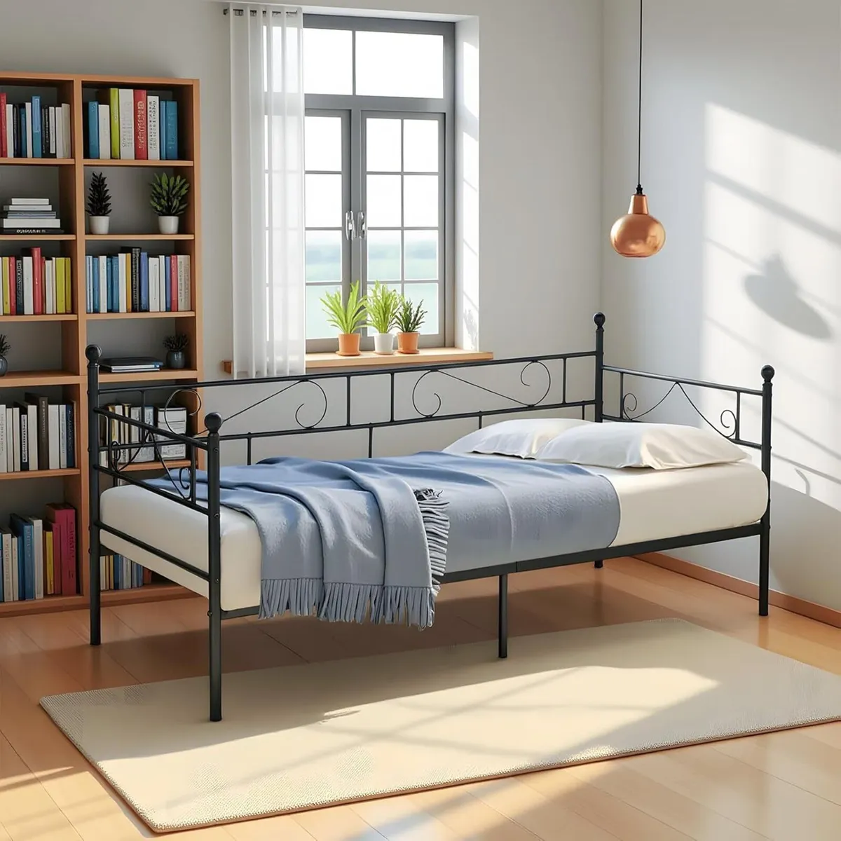 Day Bed Frame 90 x 200 cm Metal Waterproof Family - Image 1