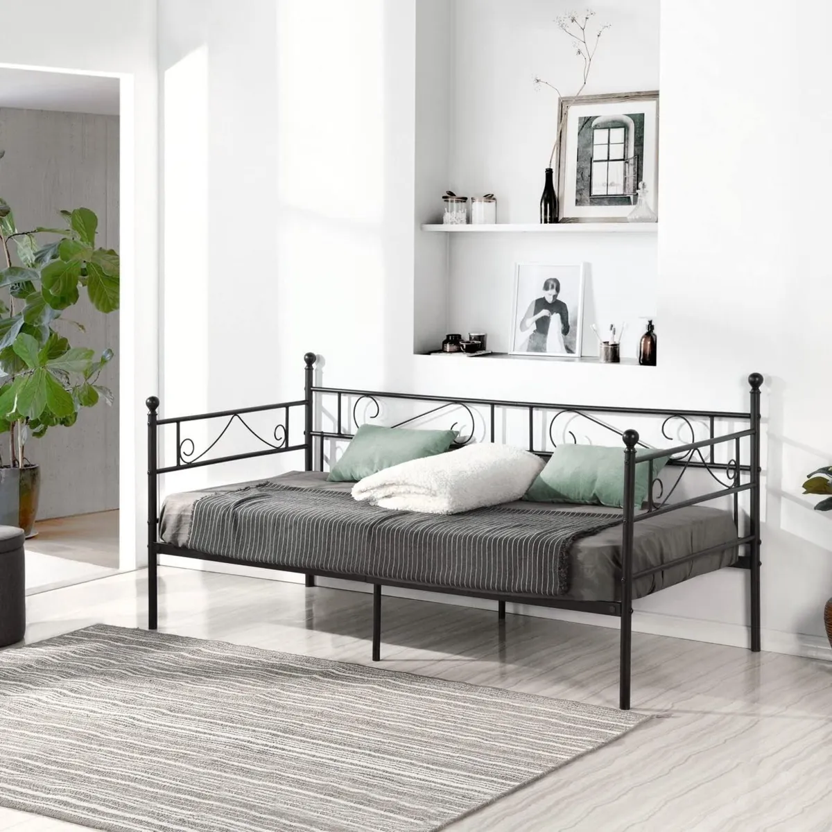 Day Bed Frame 90 x 200 cm Metal Waterproof Family - Image 3