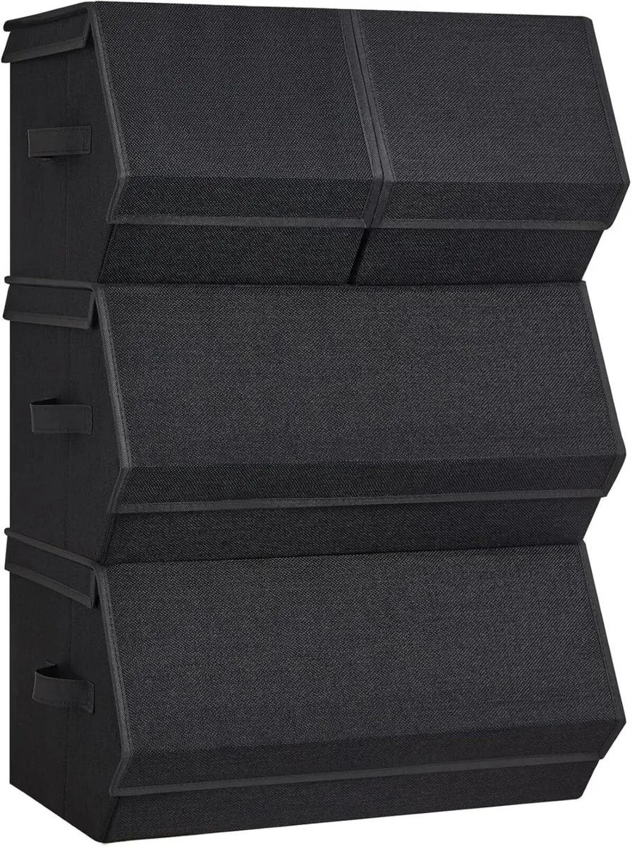 Set of 4 Storage Boxes with Lids Stackable - Image 1