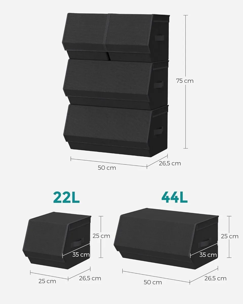 Set of 4 Storage Boxes with Lids Stackable - Image 3