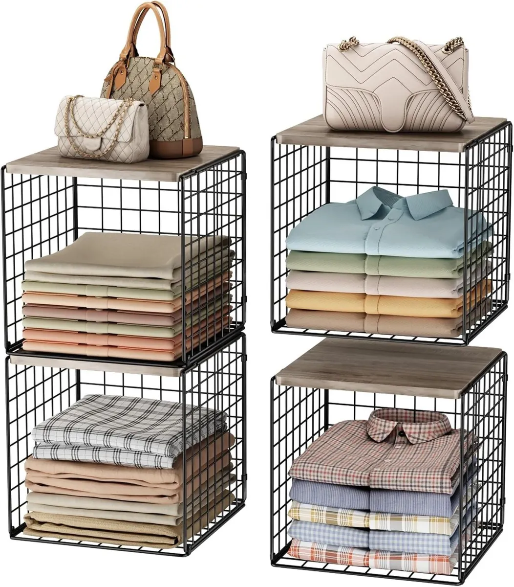 4 Pack Wardrobe Storage Organiser Stackable - Image 1