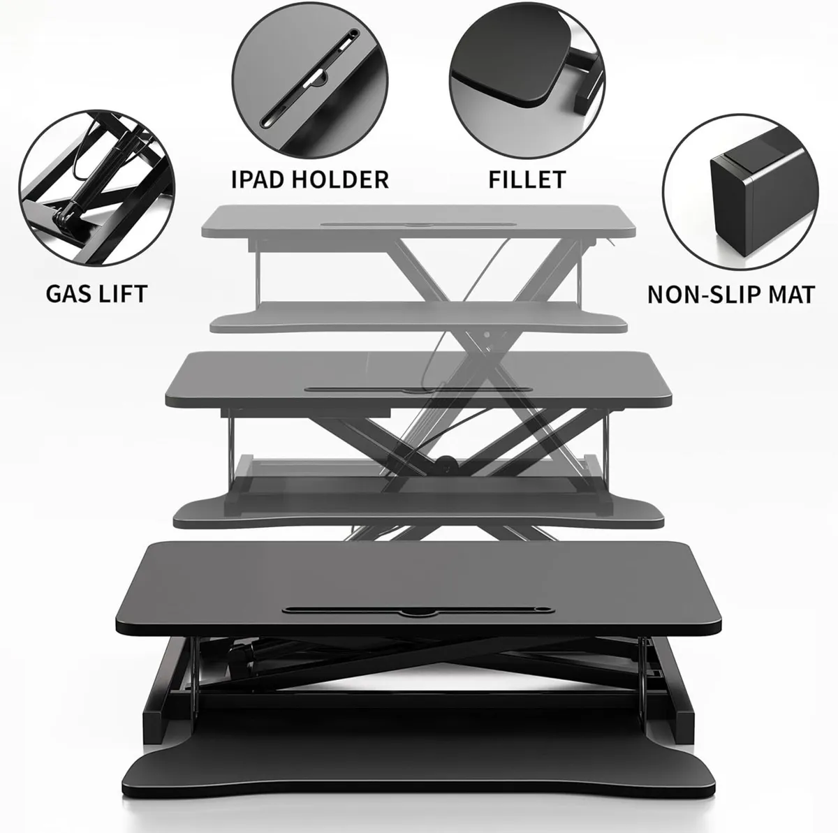 Height Adjustable Standing Desk 80cm Dual Monitor - Image 4