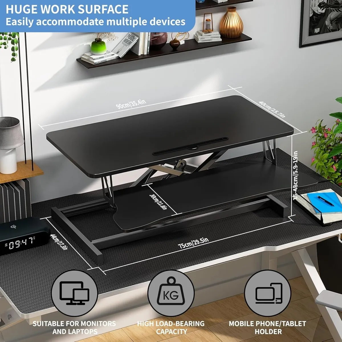 Height Adjustable Standing Desk 80cm Dual Monitor - Image 3