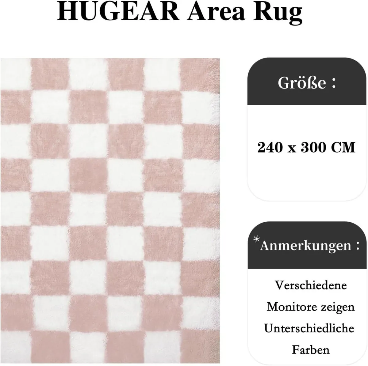 Fluffy Checkered Rugs Living Room Large Area Rug - Image 2