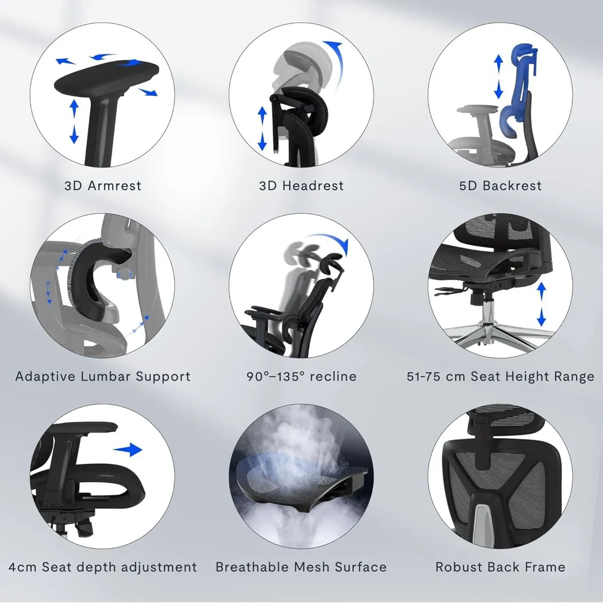 ErgoX Ergonomic Office Chair Executive Mesh Desk - Image 4