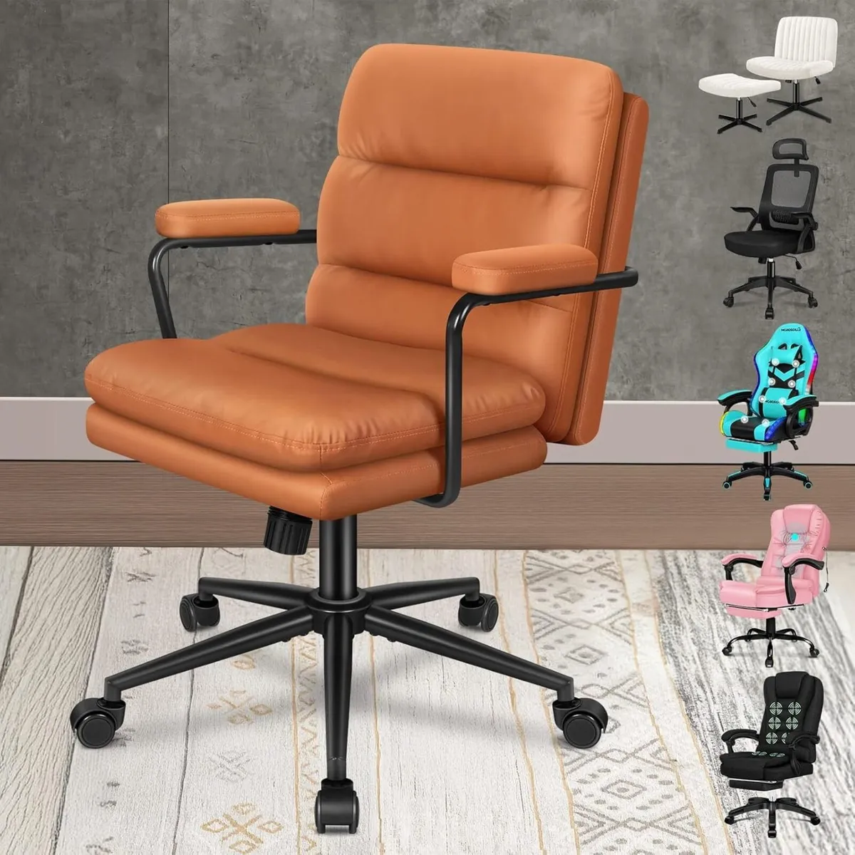 Mid Back Office Chair with Armrests Dual-layer - Image 1