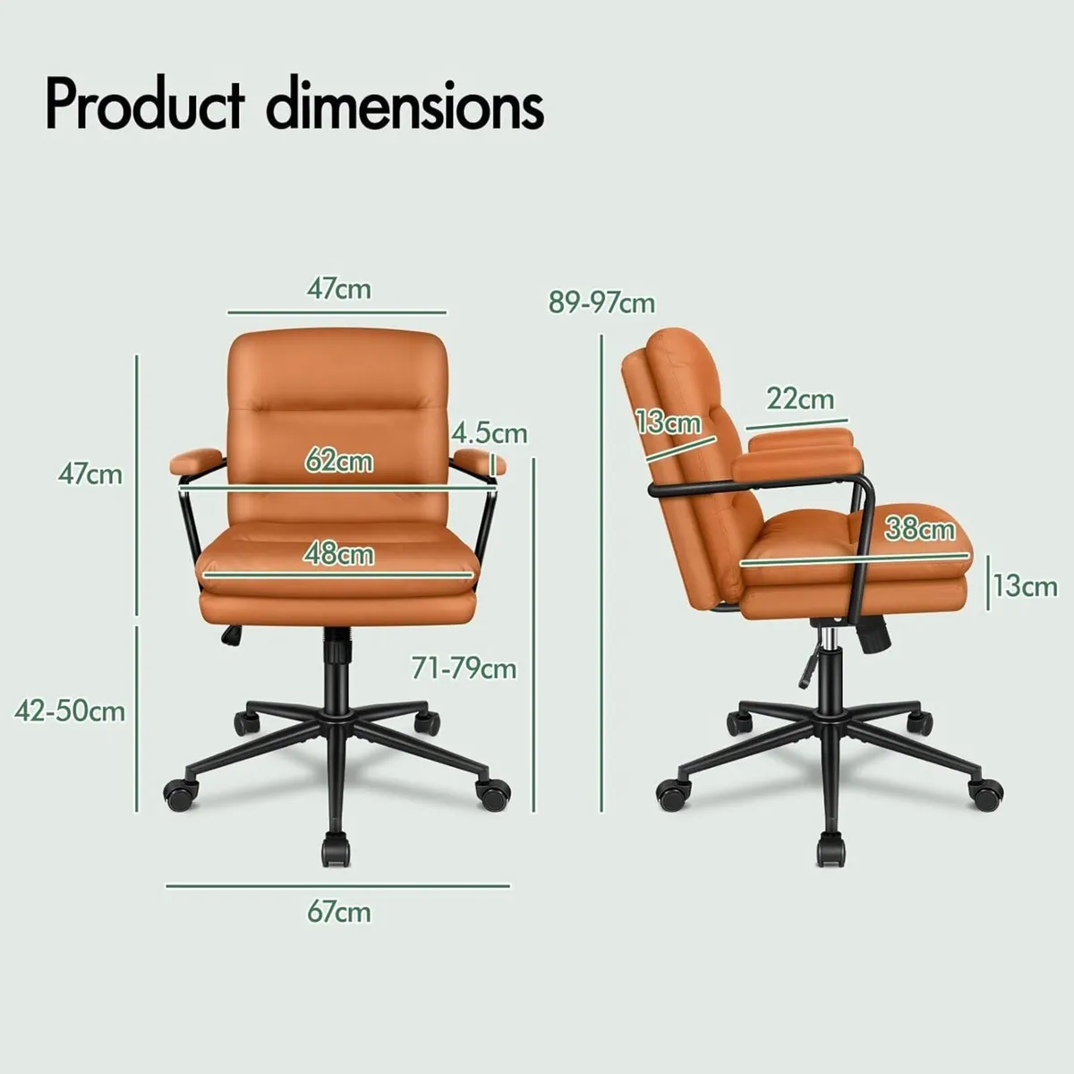Mid Back Office Chair with Armrests Dual-layer - Image 2