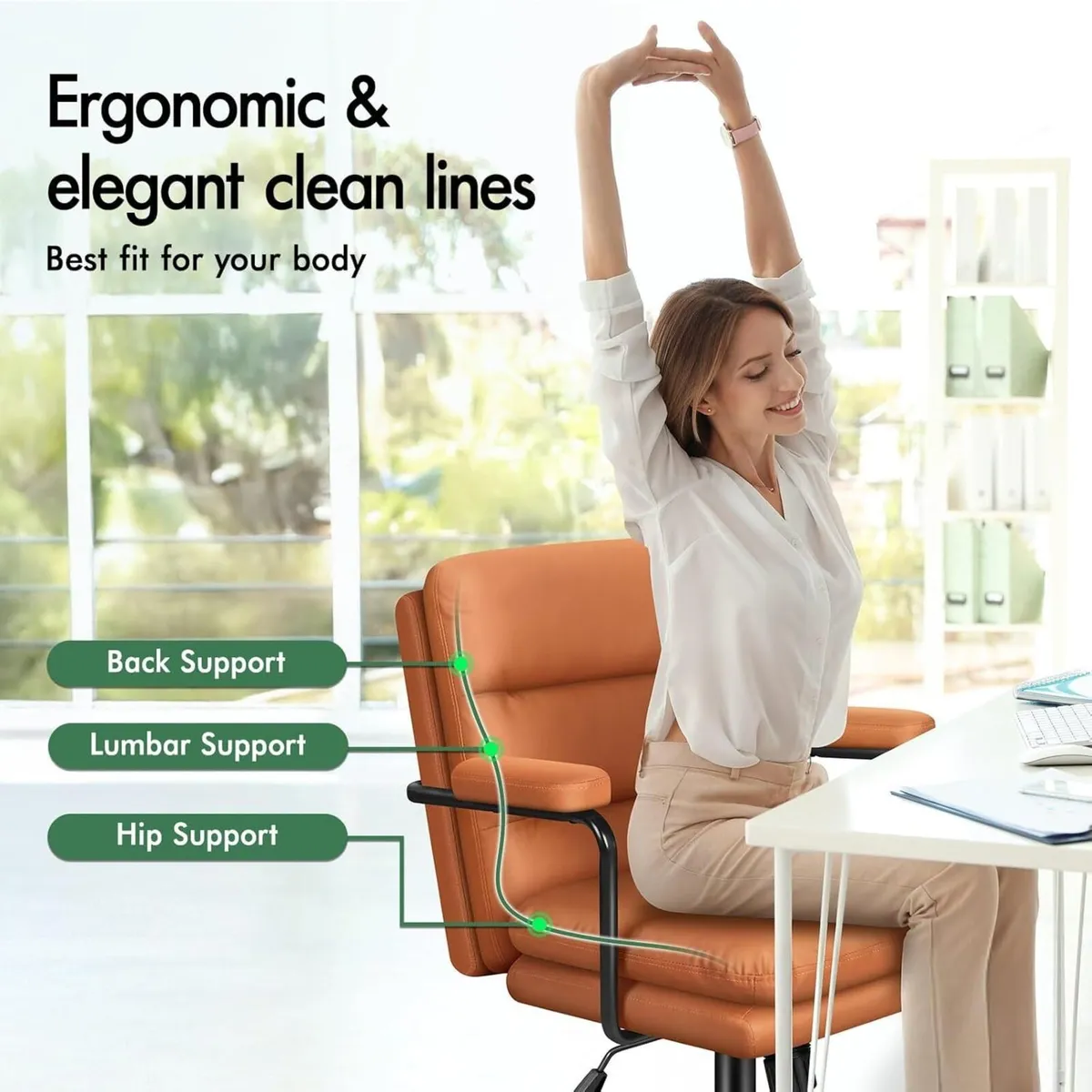 Mid Back Office Chair with Armrests Dual-layer - Image 3