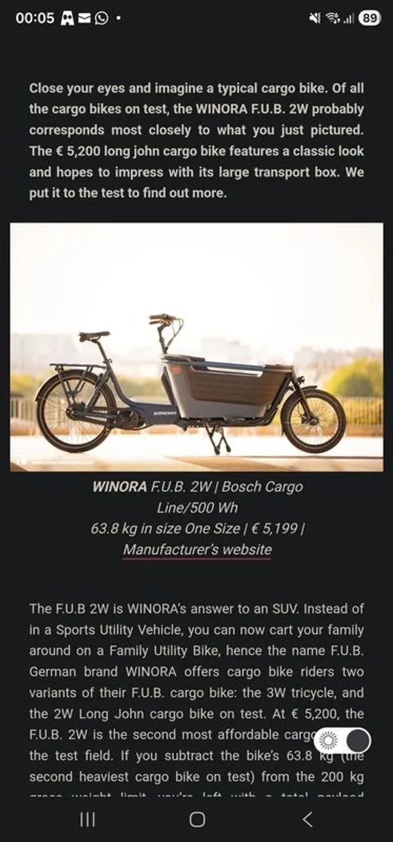 Electric Cargo bike, Winora FUB 52, - Image 4