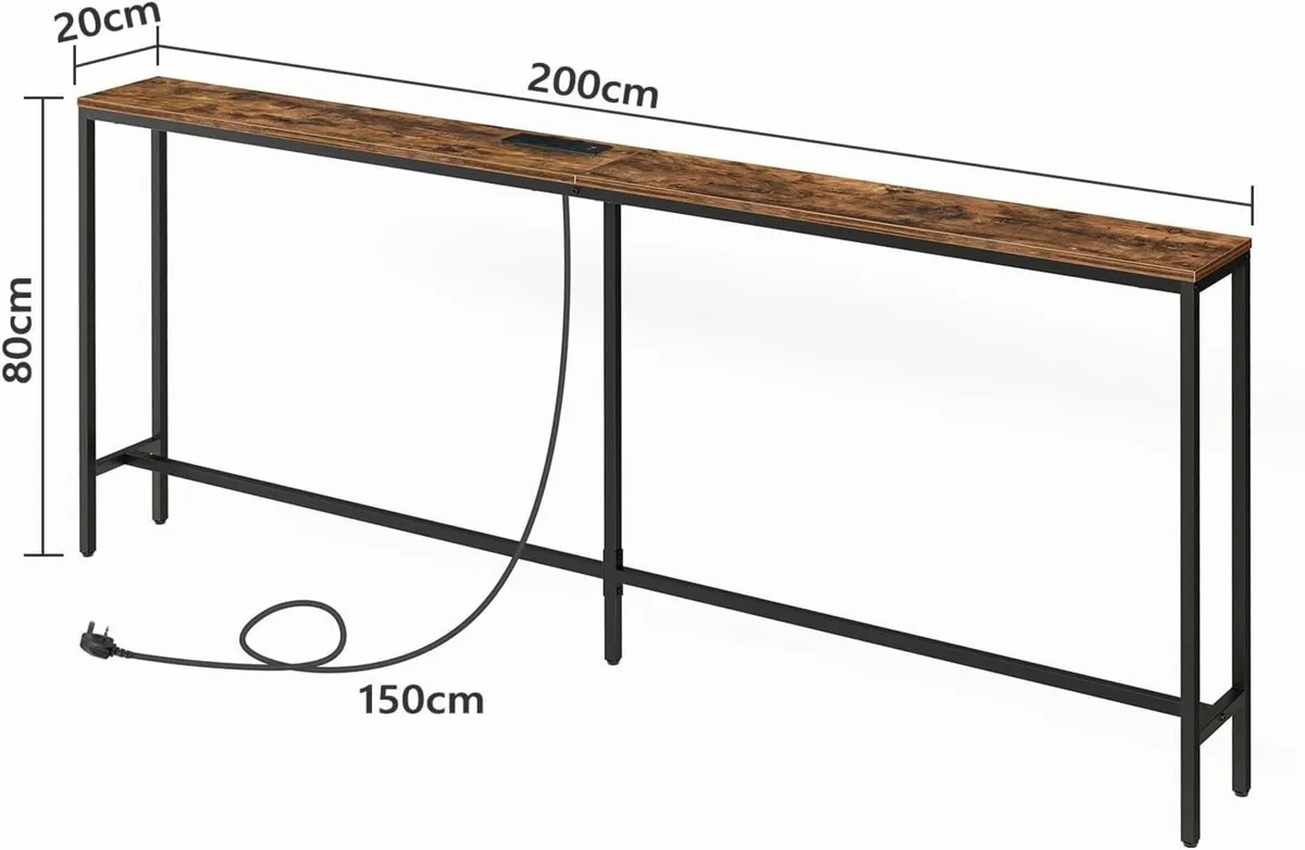 Console Table with Power Outlet 200 CM Narrow - Image 3