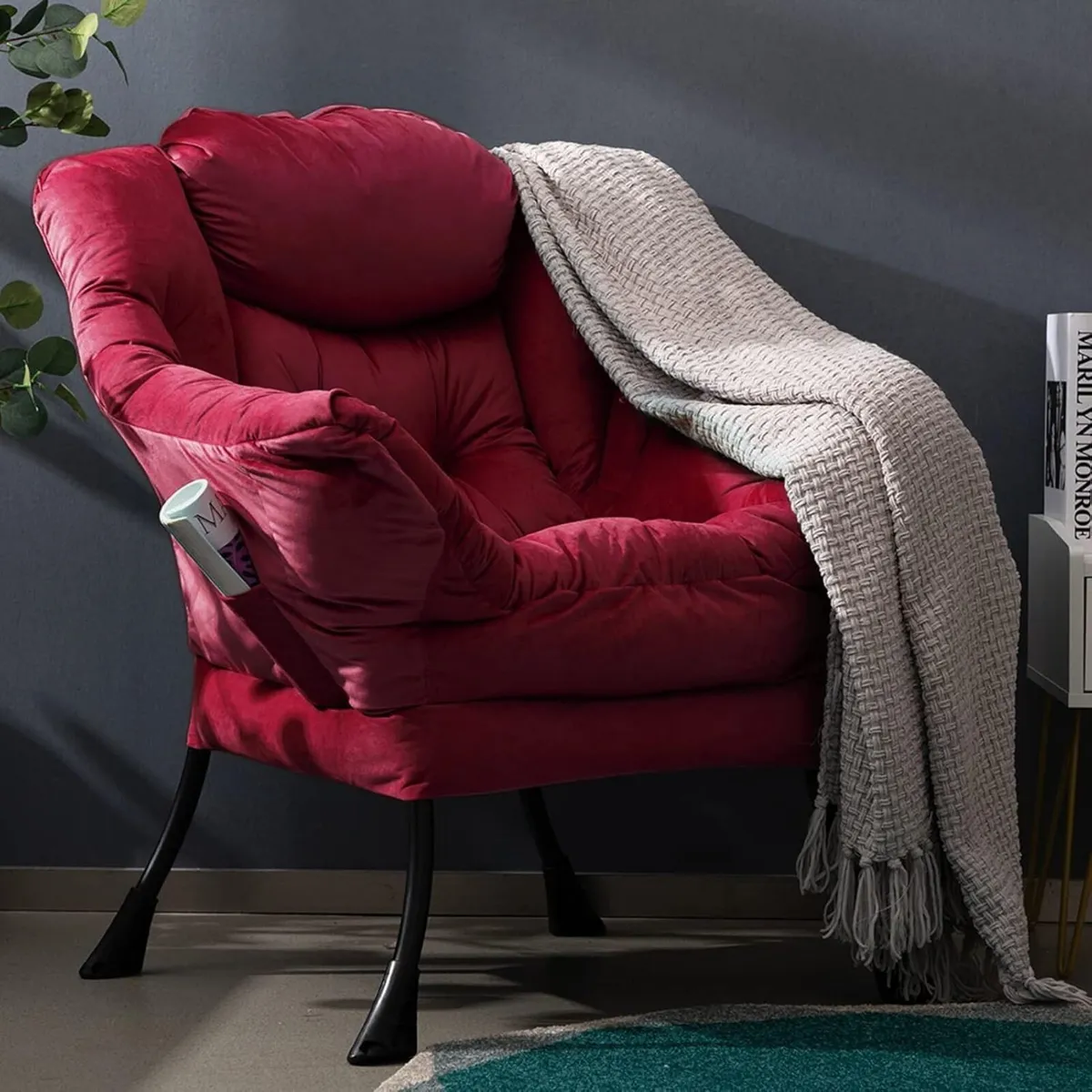 Armchair Living Room Comfy Velvet Readig Chair - Image 2