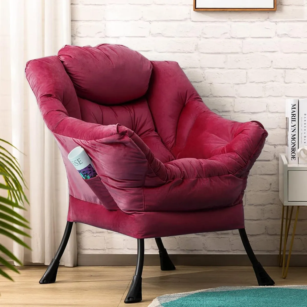 Armchair Living Room Comfy Velvet Readig Chair - Image 4