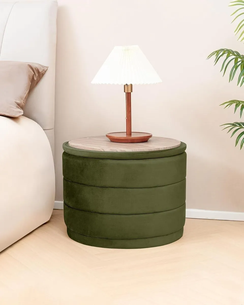 Large Storage Ottoman Round Folding Foot Rest - Image 2