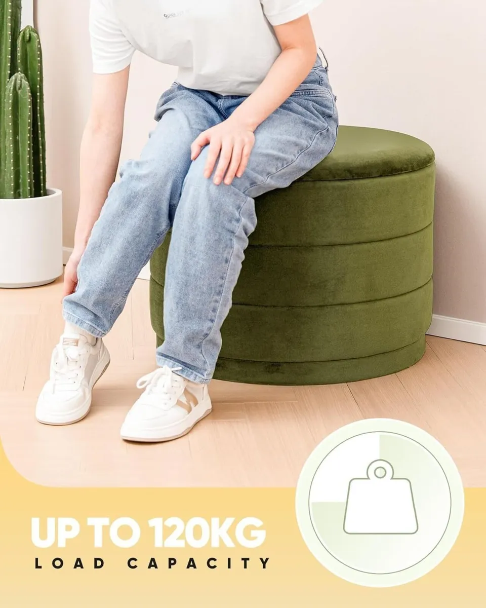 Large Storage Ottoman Round Folding Foot Rest - Image 4