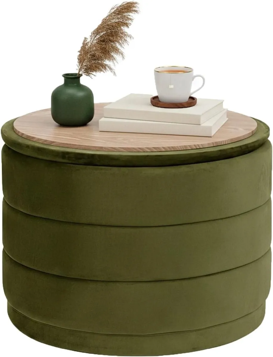 Large Storage Ottoman Round Folding Foot Rest - Image 1