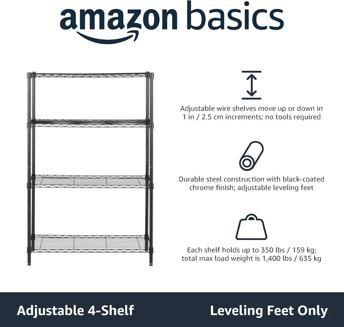 4-Shelf Storage Unit With Height Adjustable - Image 4