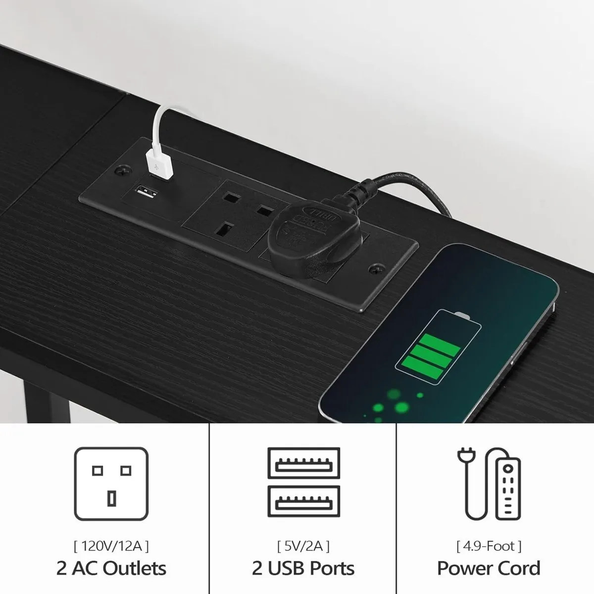 Console Table with Power Outlet 180 cm Narrow - Image 4