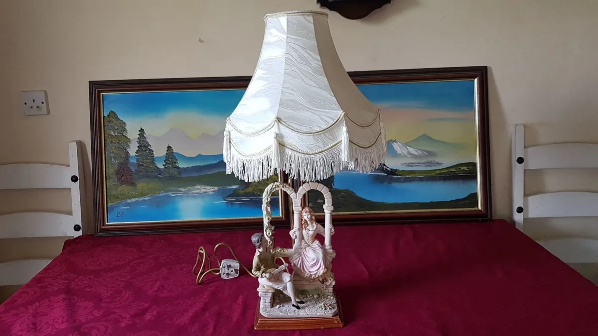 17" Tall Capodimonte Signed Italian Figurine Lamp - Image 2